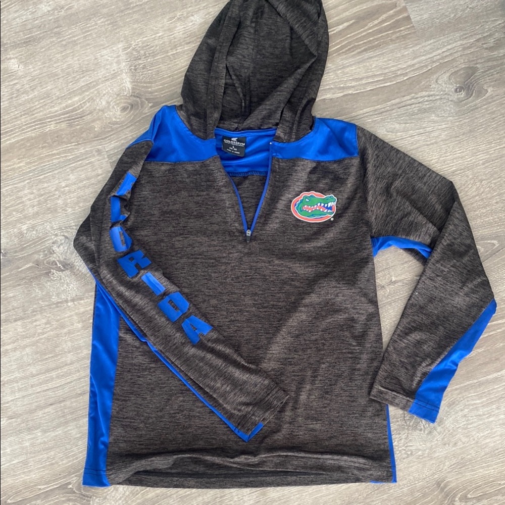 Kids Gray and Blue Gators Long Sleeve Hoodie